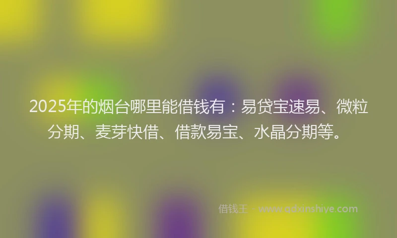 2025年的烟台哪里能借钱有：易贷宝速易、微粒分期、麦芽快借、借款易宝、水晶分期等。