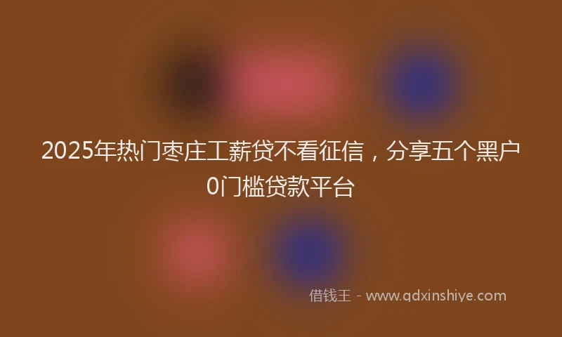 2025年热门枣庄工薪贷不看征信，分享五个黑户0门槛贷款平台