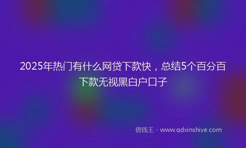 2025年热门有什么网贷下款快，总结5个百分百下款无视黑白户口子