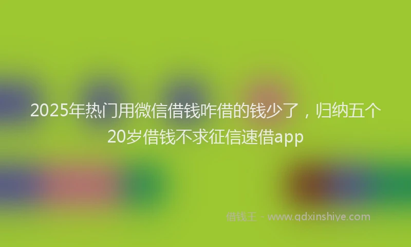 2025年热门用微信借钱咋借的钱少了，归纳五个20岁借钱不求征信速借app
