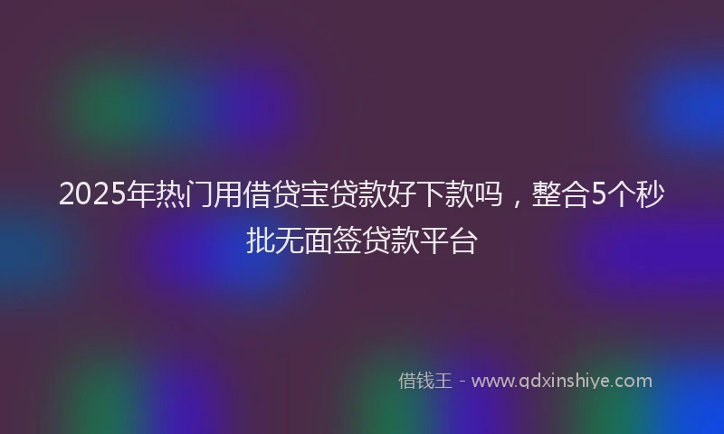 2025年热门用借贷宝贷款好下款吗，整合5个秒批无面签贷款平台