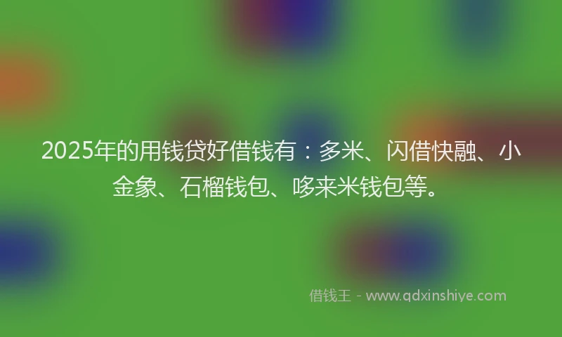 2025年的用钱贷好借钱有：多米、闪借快融、小金象、石榴钱包、哆来米钱包等。