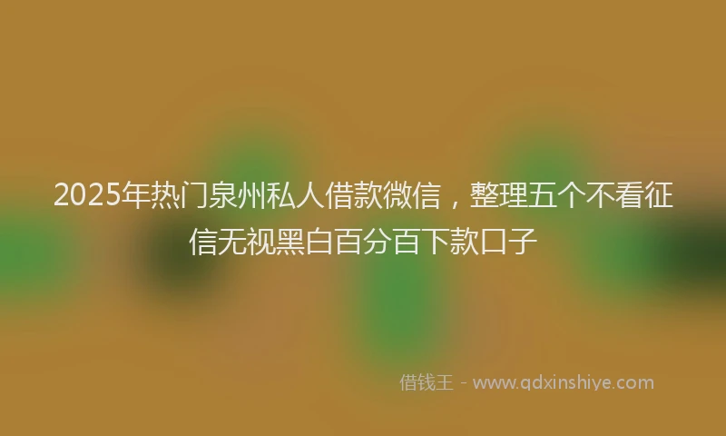 2025年热门泉州私人借款微信，整理五个不看征信无视黑白百分百下款口子