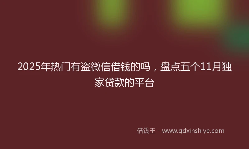 2025年热门有盗微信借钱的吗，盘点五个11月独家贷款的平台