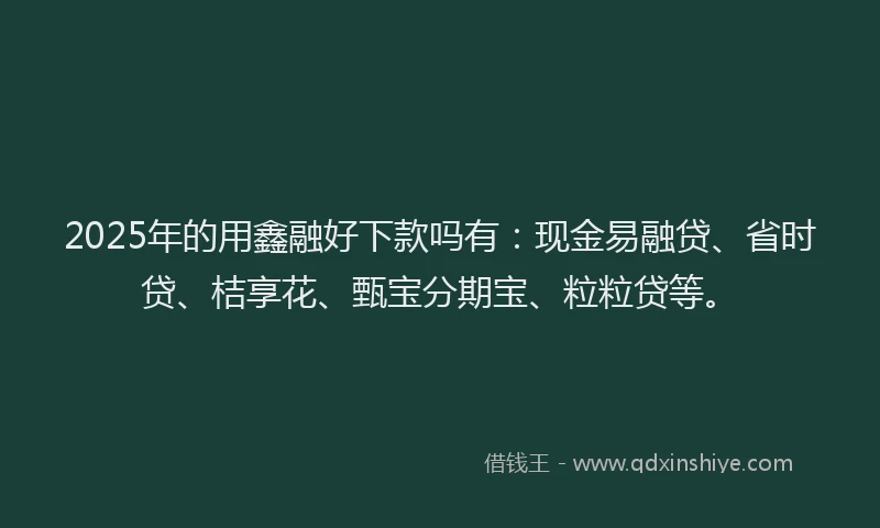 2025年的用鑫融好下款吗有：现金易融贷、省时贷、桔享花、甄宝分期宝、粒粒贷等。