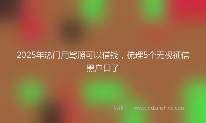 2025年热门用驾照可以借钱，梳理5个无视征信黑户口子