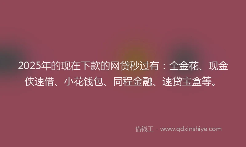 2025年的现在下款的网贷秒过有：全金花、现金侠速借、小花钱包、同程金融、速贷宝盒等。