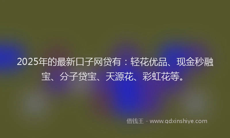 2025年的最新口子网贷有：轻花优品、现金秒融宝、分子贷宝、天源花、彩虹花等。