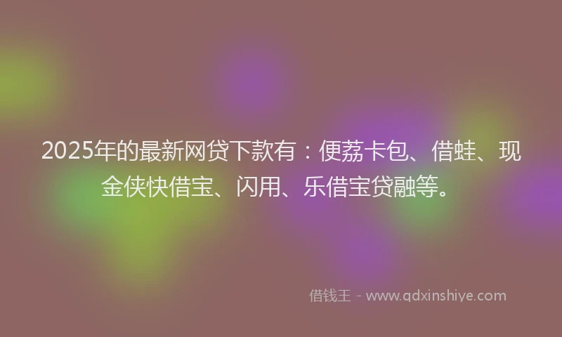 2025年的最新网贷下款有：便荔卡包、借蛙、现金侠快借宝、闪用、乐借宝贷融等。