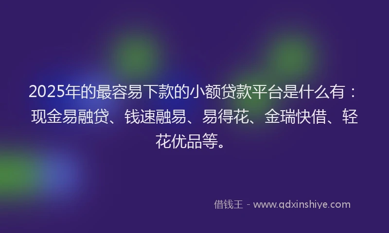 2025年的最容易下款的小额贷款平台是什么有：现金易融贷、钱速融易、易得花、金瑞快借、轻花优品等。