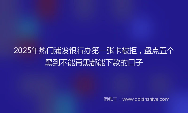 2025年热门浦发银行办第一张卡被拒，盘点五个黑到不能再黑都能下款的口子
