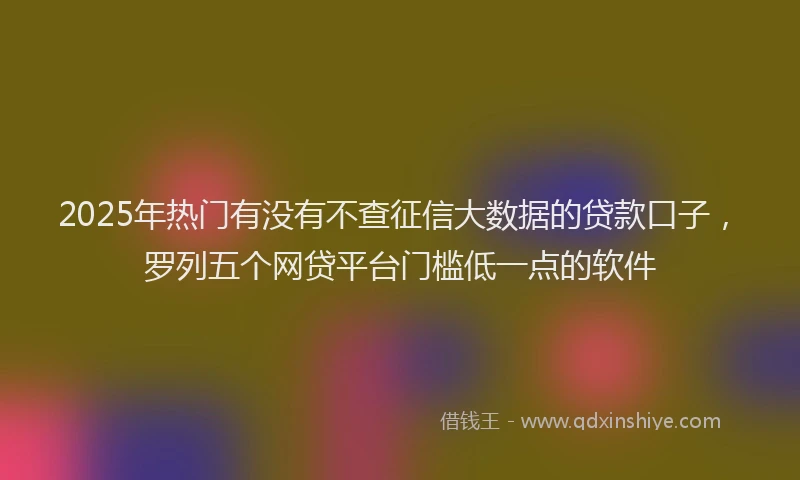 2025年热门有没有不查征信大数据的贷款口子，罗列五个网贷平台门槛低一点的软件