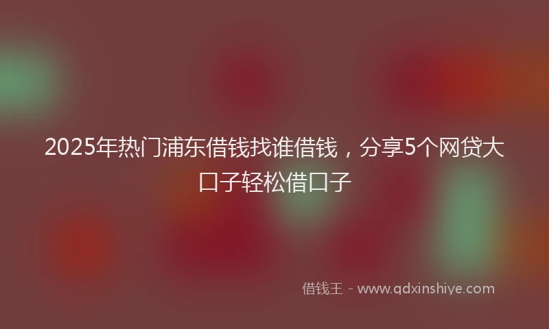 2025年热门浦东借钱找谁借钱，分享5个网贷大口子轻松借口子