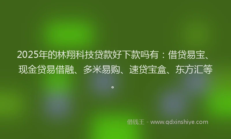 2025年的林翔科技贷款好下款吗有：借贷易宝、现金贷易借融、多米易购、速贷宝盒、东方汇等。