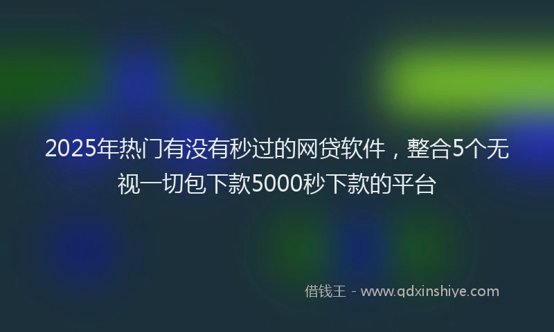 2025年热门有没有秒过的网贷软件，整合5个无视一切包下款5000秒下款的平台