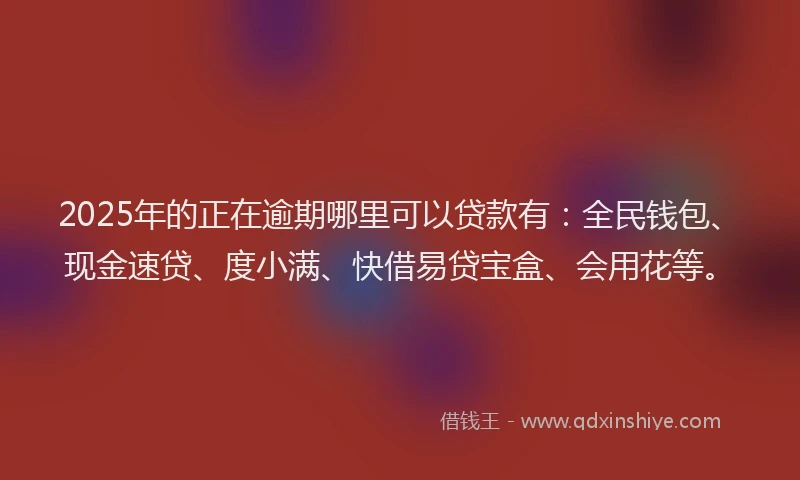 2025年的正在逾期哪里可以贷款有：全民钱包、现金速贷、度小满、快借易贷宝盒、会用花等。