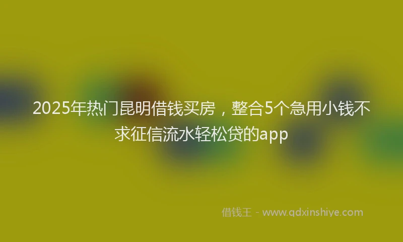 2025年热门昆明借钱买房，整合5个急用小钱不求征信流水轻松贷的app