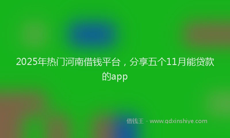 2025年热门河南借钱平台，分享五个11月能贷款的app
