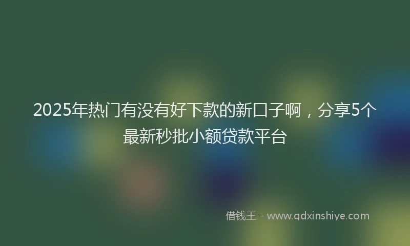 2025年热门有没有好下款的新口子啊，分享5个最新秒批小额贷款平台