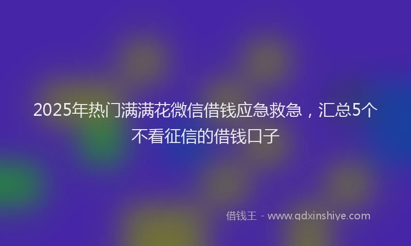 2025年热门满满花微信借钱应急救急，汇总5个不看征信的借钱口子