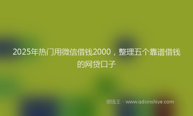 2025年热门用微信借钱2000，整理五个靠谱借钱的网贷口子