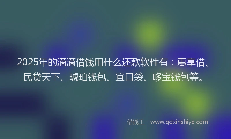2025年的滴滴借钱用什么还款软件有：惠享借、民贷天下、琥珀钱包、宜口袋、哆宝钱包等。