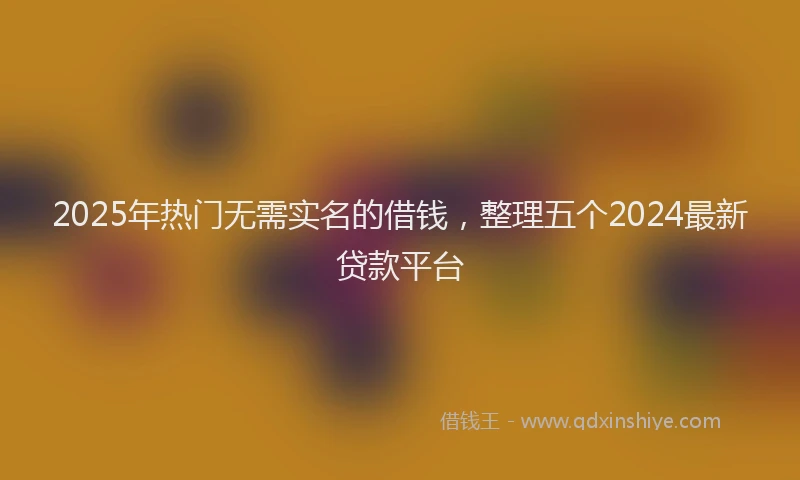 2025年热门无需实名的借钱，整理五个2024最新贷款平台