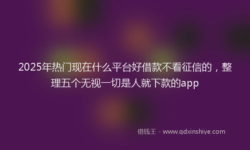 2025年热门现在什么平台好借款不看征信的，整理五个无视一切是人就下款的app