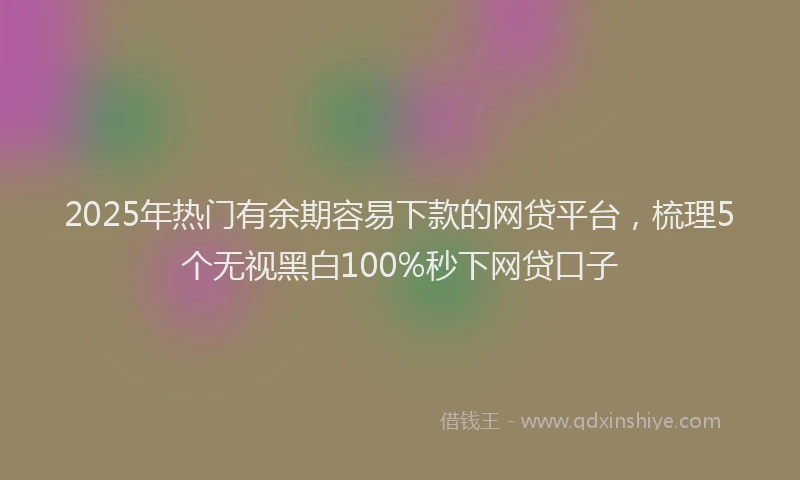 2025年热门有余期容易下款的网贷平台，梳理5个无视黑白100%秒下网贷口子