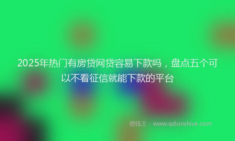 2025年热门有房贷网贷容易下款吗，盘点五个可以不看征信就能下款的平台
