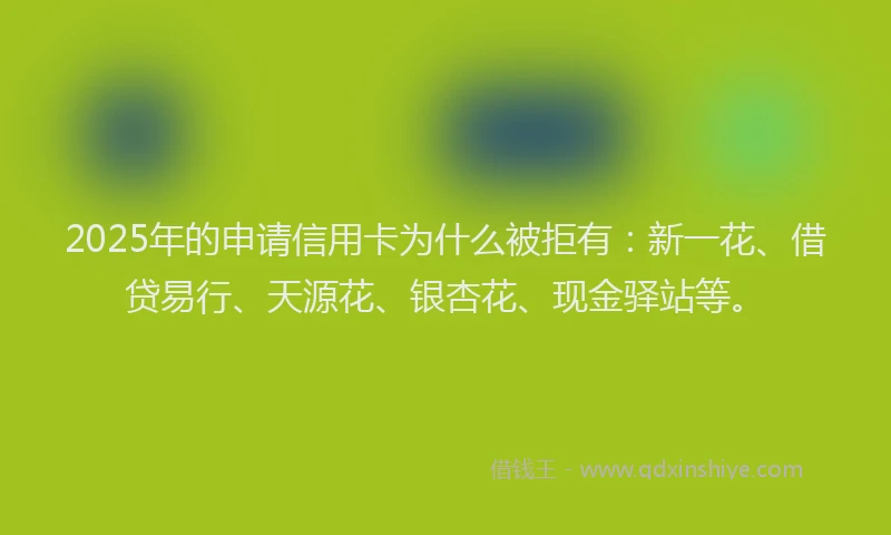 2025年的申请信用卡为什么被拒有：新一花、借贷易行、天源花、银杏花、现金驿站等。