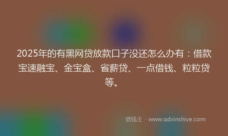 2025年的有黑网贷放款口子没还怎么办有：借款宝速融宝、金宝盒、省薪贷、一点借钱、粒粒贷等。