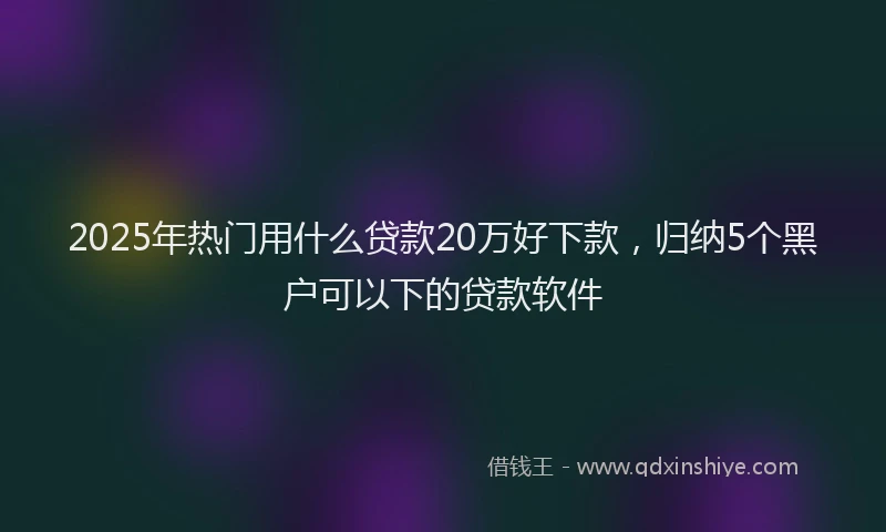 2025年热门用什么贷款20万好下款，归纳5个黑户可以下的贷款软件