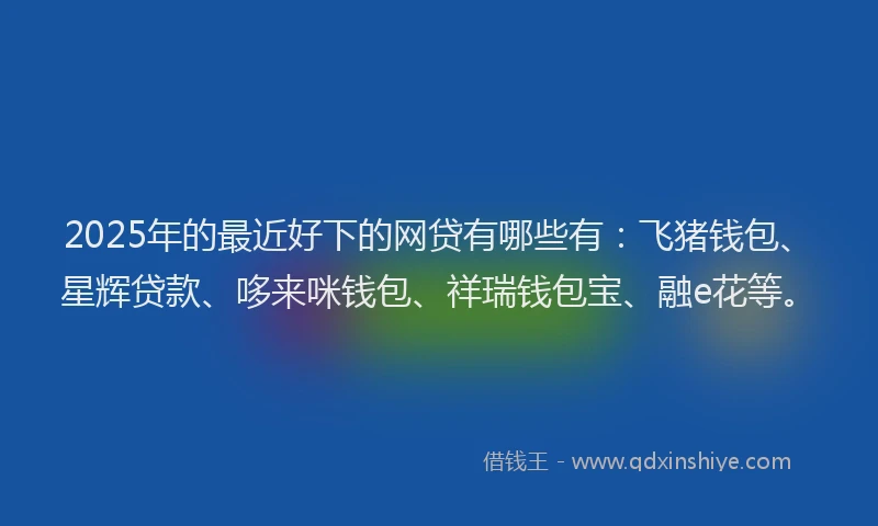 2025年的最近好下的网贷有哪些有：飞猪钱包、星辉贷款、哆来咪钱包、祥瑞钱包宝、融e花等。