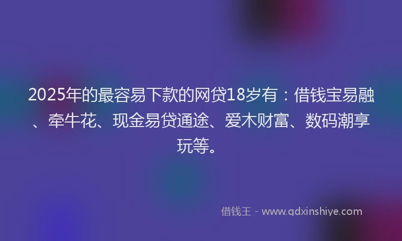 2025年的最容易下款的网贷18岁有：借钱宝易融、牵牛花、现金易贷通途、爱木财富、数码潮享玩等。