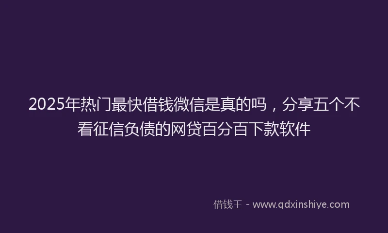 2025年热门最快借钱微信是真的吗，分享五个不看征信负债的网贷百分百下款软件