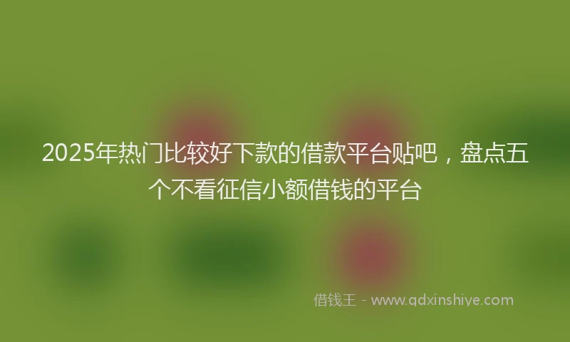 2025年热门比较好下款的借款平台贴吧，盘点五个不看征信小额借钱的平台