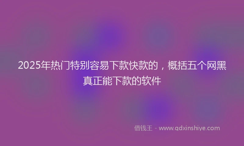 2025年热门特别容易下款快款的，概括五个网黑真正能下款的软件