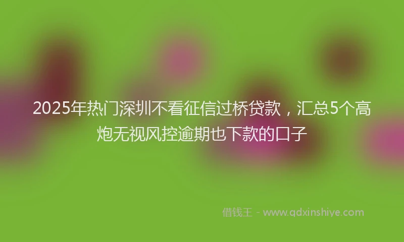 2025年热门深圳不看征信过桥贷款，汇总5个高炮无视风控逾期也下款的口子