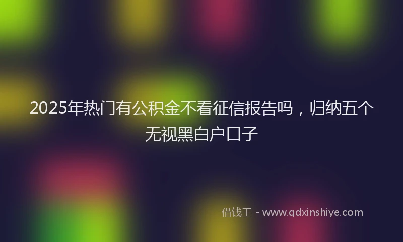 2025年热门有公积金不看征信报告吗，归纳五个无视黑白户口子