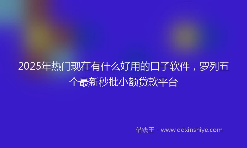 2025年热门现在有什么好用的口子软件，罗列五个最新秒批小额贷款平台