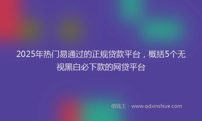2025年热门易通过的正规贷款平台，概括5个无视黑白必下款的网贷平台