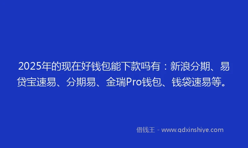 2025年的现在好钱包能下款吗有：新浪分期、易贷宝速易、分期易、金瑞Pro钱包、钱袋速易等。
