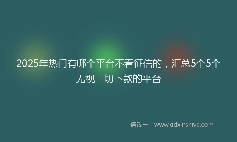 2025年热门有哪个平台不看征信的，汇总5个5个无视一切下款的平台