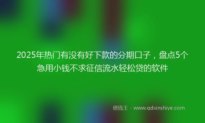2025年热门有没有好下款的分期口子，盘点5个急用小钱不求征信流水轻松贷的软件