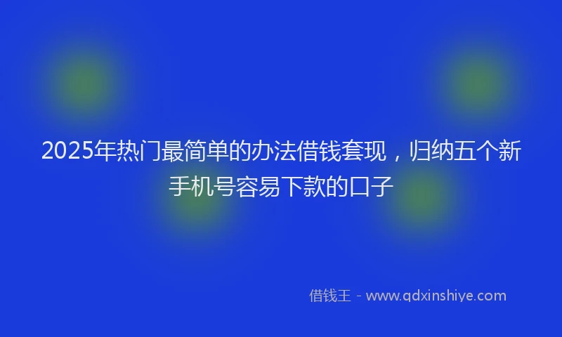 2025年热门最简单的办法借钱套现，归纳五个新手机号容易下款的口子