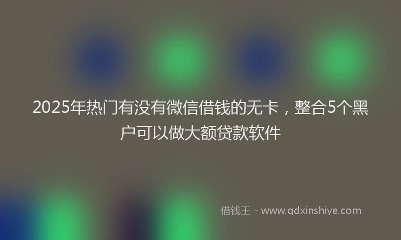 2025年热门有没有微信借钱的无卡，整合5个黑户可以做大额贷款软件