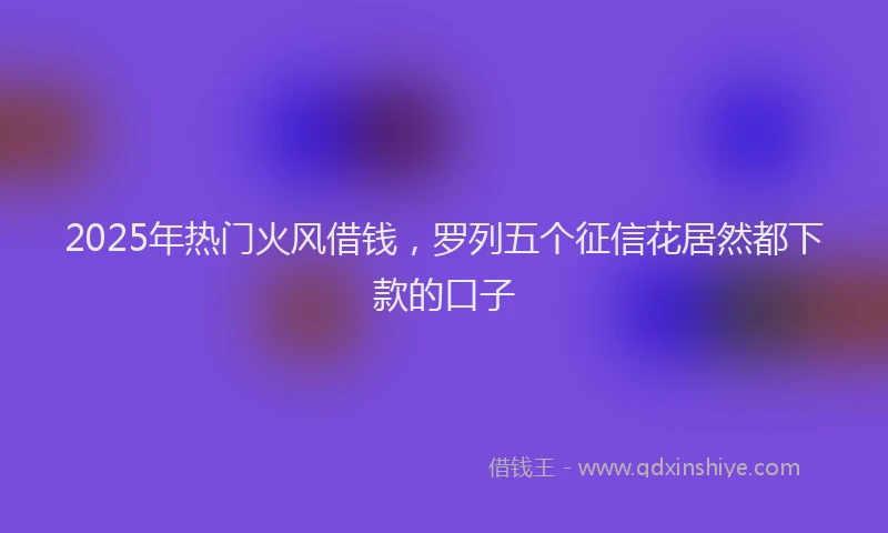 2025年热门火风借钱，罗列五个征信花居然都下款的口子