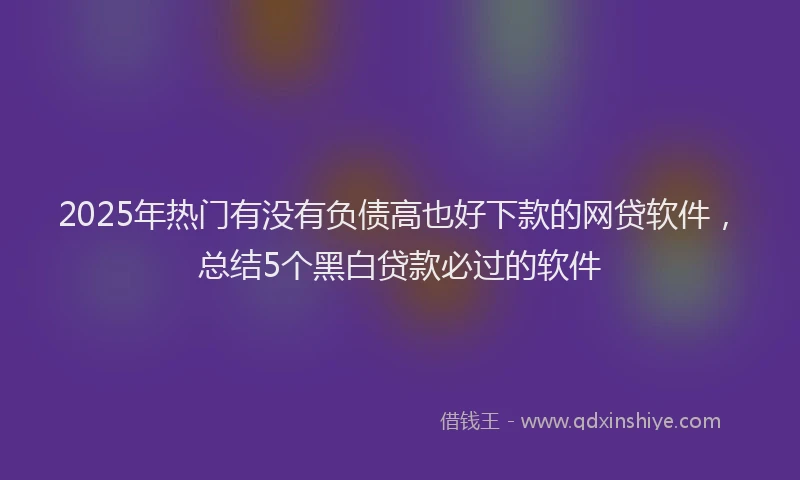 2025年热门有没有负债高也好下款的网贷软件，总结5个黑白贷款必过的软件