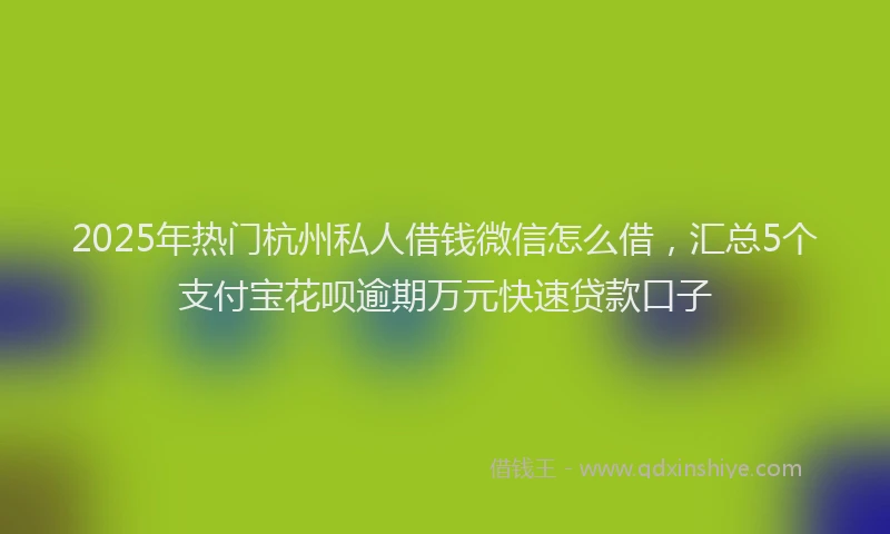 2025年热门杭州私人借钱微信怎么借，汇总5个支付宝花呗逾期万元快速贷款口子